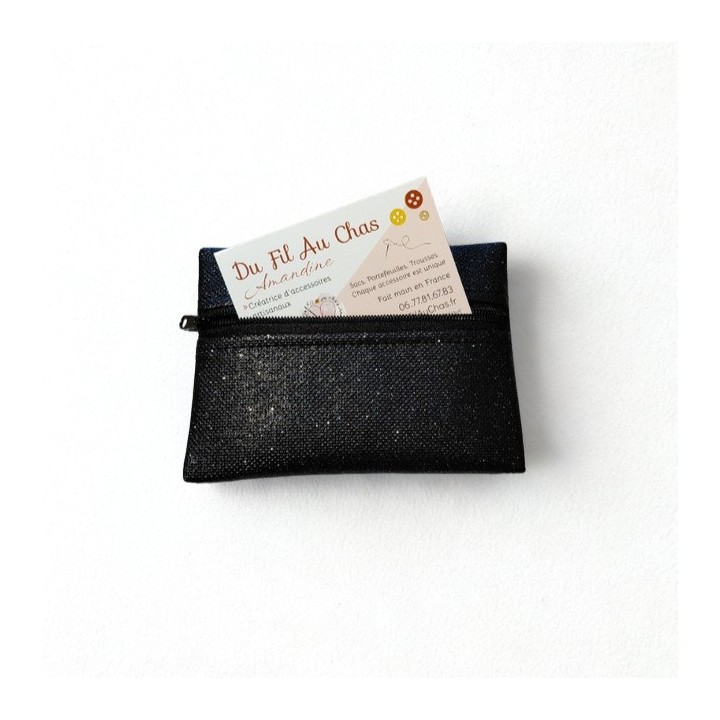 Porte Monnaie Plat Noir Paillettes