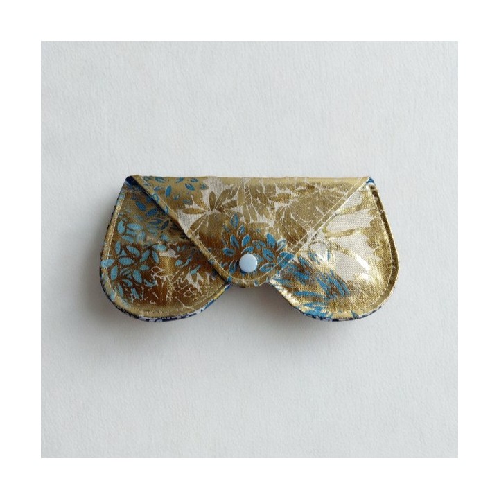 Etui a Lunette Doré et Bleu