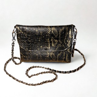 Le Petit Sac Bandoulière Noir Croco