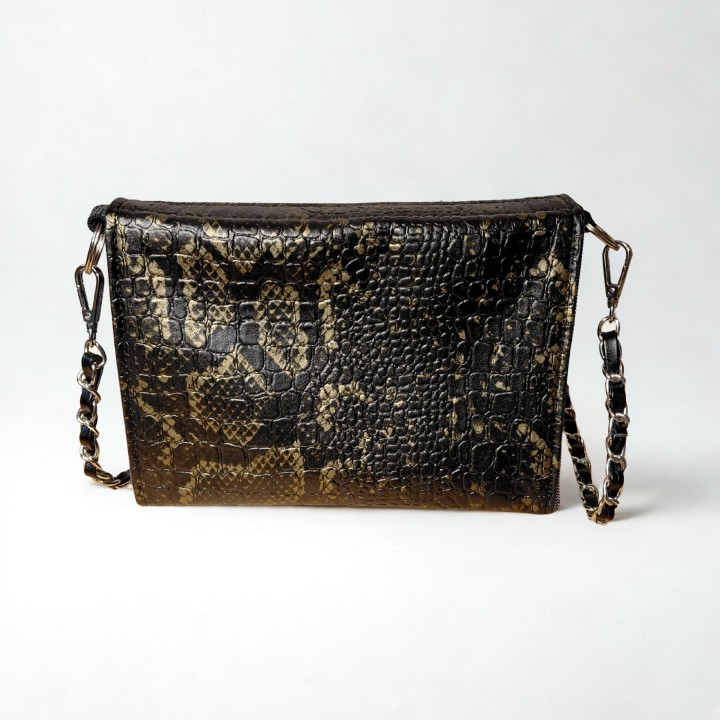 Le Petit Sac Bandoulière Noir Croco