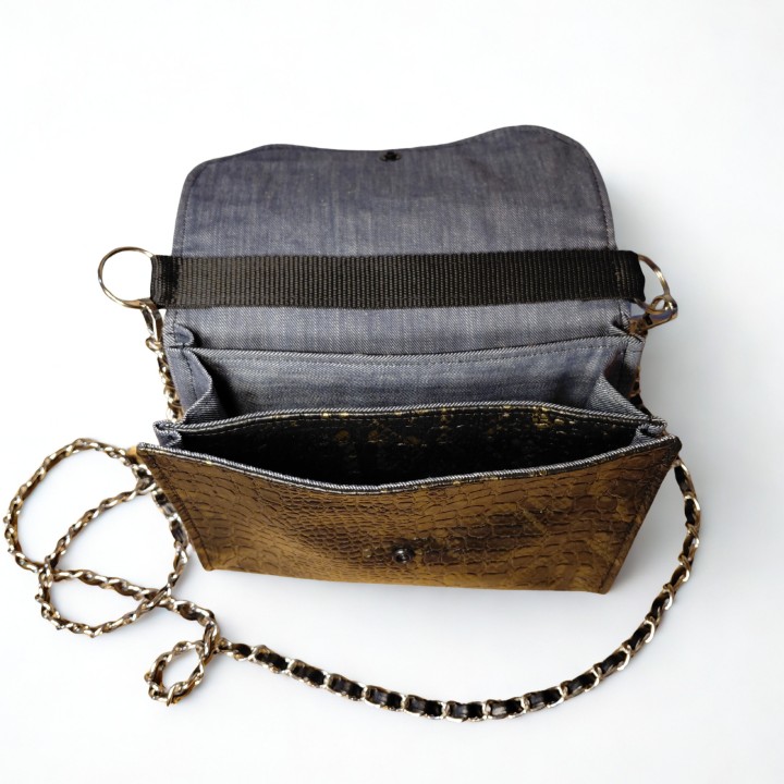 Le Petit Sac Bandoulière Noir Croco